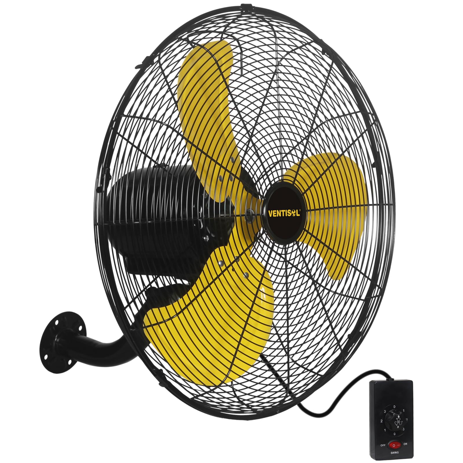 VENTISOL 20 Inch High Velocity Oscillation Wall Mounted Fan for Porch, Greenhouse,Workshop,Home, Patio,-3 Speed Wall Fan Oscillating-4,950CFM - Household,Commercial,Industrial Use