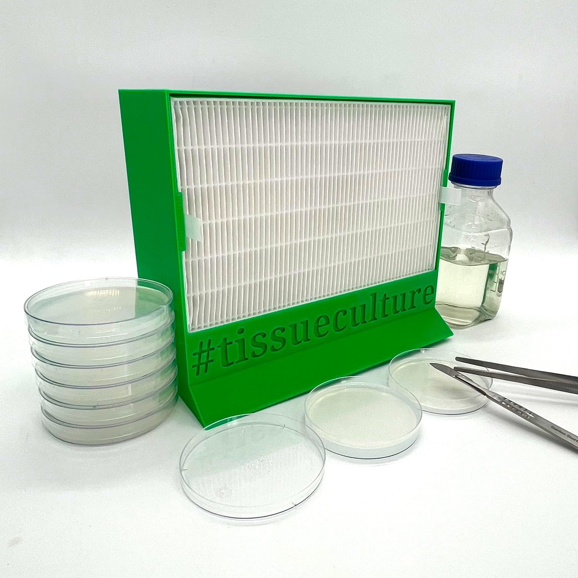 Tissue Culture Laminar Flow Hood 11"x 9" Dual Fans, HEPA filter for Sterile Transfers - 3D Printed from Recycled Plastic (white)