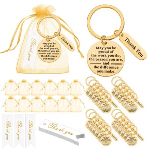 Yinkin 72 Pcs Employee Appreciation Gifts Bulk Thank You Gifts Organza Bags with Thank You Cards for Coworkers Staff Favors(Gold)