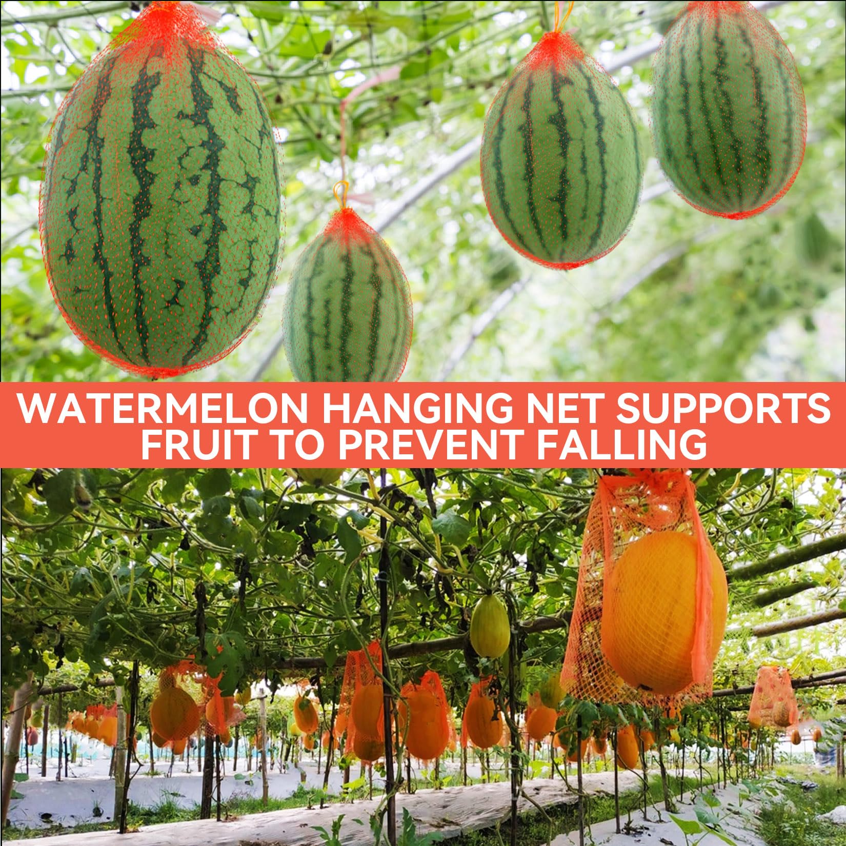 MAQIHAN 40pcs Melon Nets Melon Hammock - Watermelon Nets Melon Holder Watermelon Support Melon Cradle Watermelon Bags Melon Hammock for Trellis Melon Cradle for Garden(17.7inch,Red