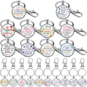 sasylvia 20 pcs christian keychains for women inspirational scripture quote religious keychains bible verse gifts for prayers(flowers)