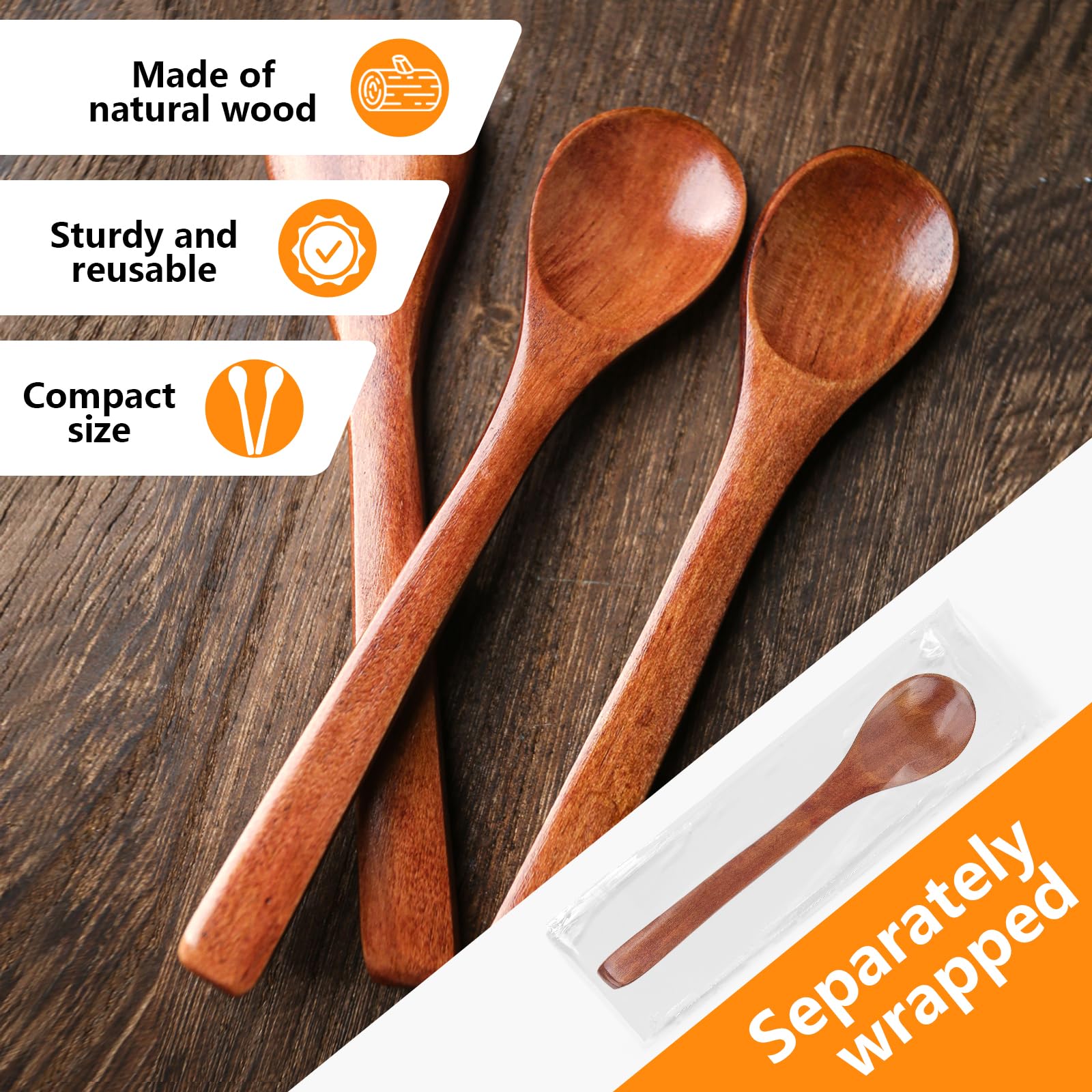 HAKSEN 12PCS Small Wooden Spoons, Mini Wooden Salt Spoons 5Inch Tasting Spoon Wooden Soup Spoon Serving Spoon for Coffee Tea Jam Bath Salts