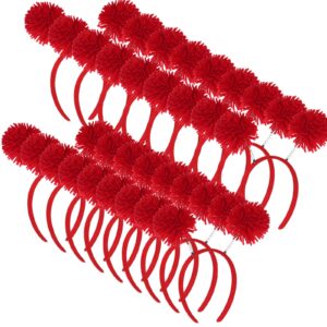 censen 18 pcs pom pom headband head bopper wrapped funny headband birthday halloween party headwear for women adult accessory(red)