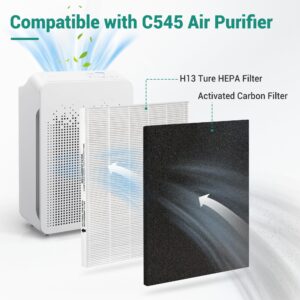 C545 Replacement Filter S for Winix C545 Air Purifier - Part# 1712-0096-00 and 2522-0058-00, 2 True HEPA(H13) Filter + 8 Activated Carbon Filters