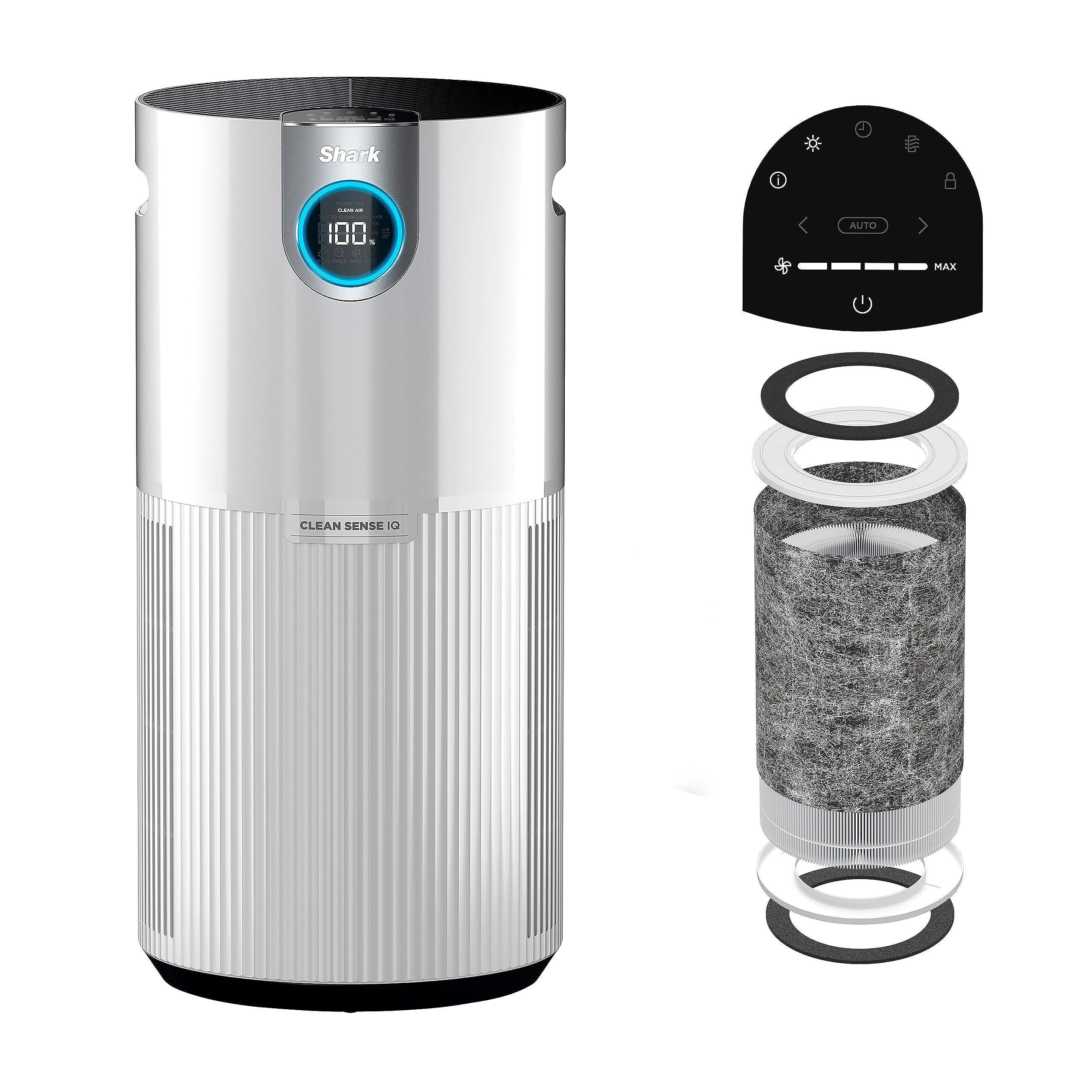 SHARK UA205 Nanoseal HEPA Air Purifier MAX with Clean Sense for Home, Allergies, 1350 Sq Ft, XL Room, Captures 99.98% of Particles, Pollutants, Dust, Smoke, Allergens & Smells, White (Renewed)