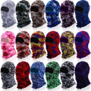 ramede 18 Pieces Distressed Balaclava Bulk Full Face Knitted Balaclava Ski Mask Windproof Mask for Men Women Cold Weather (Mixed Colors)