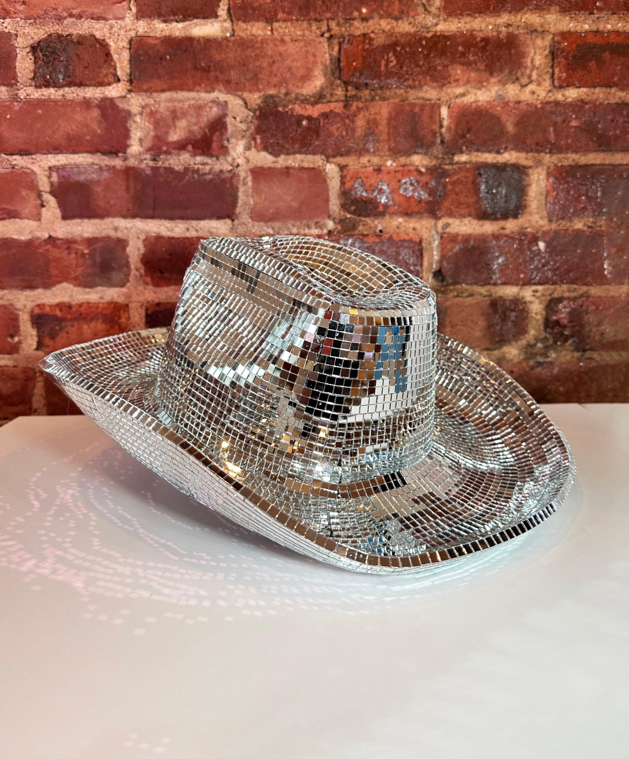 HKLCXYIG Disco Ball Cowboy Hat Women Men Western Sparkly Glitter Space Hat Silver Mirror Cowgirl Cap for Wedding Costume Cosplay Party