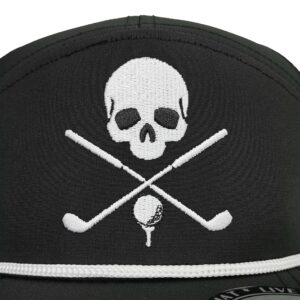 Funny Golf Hats Flat Bill for Men Women,Golf Gifts Skull Baseball Cap for Adults Humor,Black 1