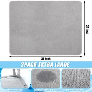 Hushee 2 Pack Extra Large Dish Drying Mat 30 x 24 XL Microfiber Absorbent Dish Drying Pad Large Size Dishes Drainer Mats for Countertop, Sink, Refrigerator or Dryer