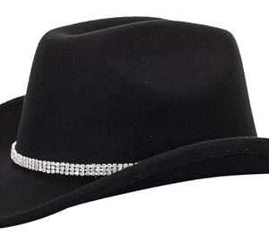 Women Western Rhinestone Cowboy Hat - Classic Bling Diamond Band Decoration Rodeo Fedora Hat(Size:Large)