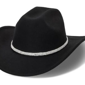 Women Western Rhinestone Cowboy Hat - Classic Bling Diamond Band Decoration Rodeo Fedora Hat(Size:Large)