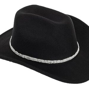 Women Western Rhinestone Cowboy Hat - Classic Bling Diamond Band Decoration Rodeo Fedora Hat(Size:Large)