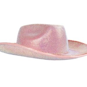 Women's Dazzling Hotfix Rhinestone Western Cowboy Hat | One-Size-Fits-Most | Ideal for Bachelorette Parties, Weddings & More! Pink