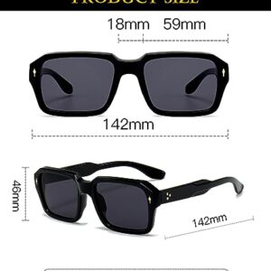 EYLRIM Square Frame Sunglasses for Women Men Fashion Rectangle Sun Glasses UV400 Protection Black Shades(A1 Black/Grey)