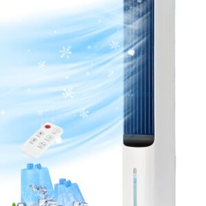 Uthfy 41" Swamp Cooler, Evaporative Air Cooler With 4 Ice Packs And Remote, 80° Oscillation 3 Speeds 3 Modes, Cooling Fan That Blow Cold Air, Bladeless Tower Fan For Bedroom Home Office