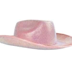 Women's Dazzling Hotfix Rhinestone Western Cowboy Hat | One-Size-Fits-Most | Ideal for Bachelorette Parties, Weddings & More! Pink