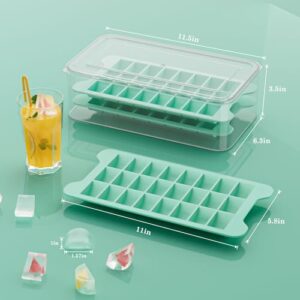 Ice Cube Tray for Freezer with Bin: Easy Release Ice Cube Maker - 3Pack Stackable Ice Freezing Tray Making Iced Cube - Half-moon Icecube Trays and Icebox with Lid