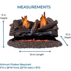 Duluth Forge DLS-24R-2 Dual Fuel Ventless Fireplace Logs Set with Remote Control, Use with Natural Gas or Liquid Propane, 33000 BTU, Stacked Red Oak, 24 Inches