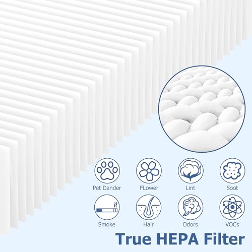 ROMON HSP001 Filter Replacements for HSP001 Smart Air Purifier, 4-in-2 Filtration Activated Carbon Pre-Filter and H13 True HEPA Filter, 2 Set