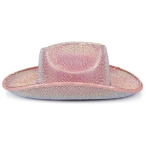 Women's Dazzling Hotfix Rhinestone Western Cowboy Hat | One-Size-Fits-Most | Ideal for Bachelorette Parties, Weddings & More! Pink