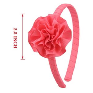 7Rainbows 1 Pcs Grosgrain Ribbon White Carnation Flower Headbands for Girls Toddlers Teens.