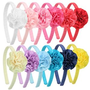 7Rainbows 1 Pcs Grosgrain Ribbon White Carnation Flower Headbands for Girls Toddlers Teens.