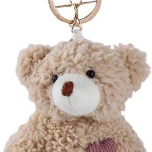 BWESOO Brown Bear Plush Keychain, Stuffed Animals Bag Pendant, Kawaii Plush Rabbit Keychain, DIY Trinket Dog Plush Keyring Car Keychain Pink Heart Teddy Bears Automobile Keychains