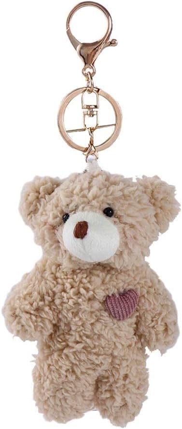 BWESOO Brown Bear Plush Keychain, Stuffed Animals Bag Pendant, Kawaii Plush Rabbit Keychain, DIY Trinket Dog Plush Keyring Car Keychain Pink Heart Teddy Bears Automobile Keychains