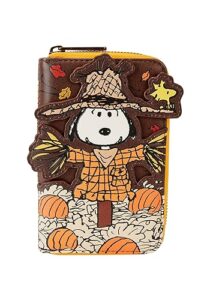 loungefly peanuts snoopy scarecrow zip around wallet