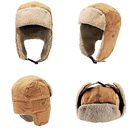 Peicees Aviator Hat with Goggles for Adult Kids Amelia Earhart Costume Pilot Cap Vintage Goggles Men Women Winter Trapper Hat