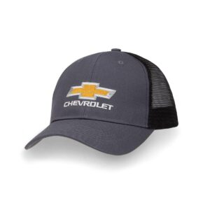 chevrolet snapback hat - mesh back chevy cap - charcoal gray