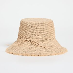 Hat Attack Women's Packable Raffia Bucket Hat, Natural, Tan, One Size