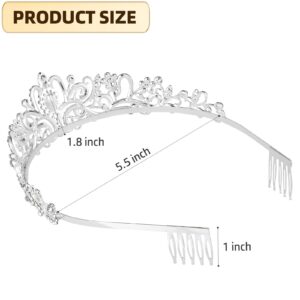 Silver Tiaras and Crowns for Women, Crystal Birthday Queen Crowns with Comb Rhinestone Princess Tiara Hair Accessories Wedding Crown for Brides