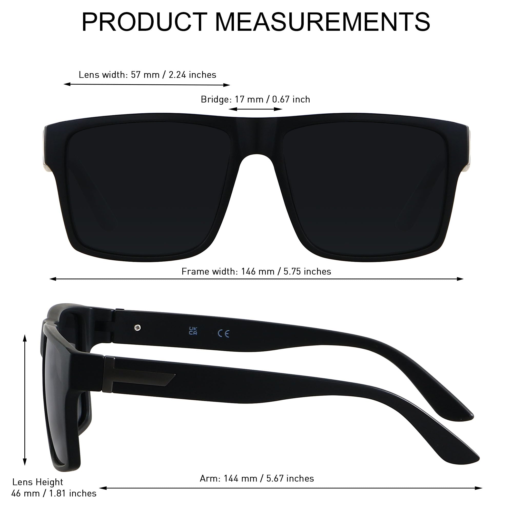 LYZOIT Square Sunglasses for Men Women Oversized Big UV Protection Shades Super Dark Black Sun glasses sensitive eyes