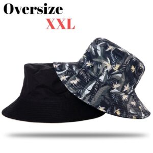 Oversize XXL Bucket Hat Reversible Extra Large Sun Hat Big Head Wide Brim Fishing Hat for Men Women Black-Dark Blue