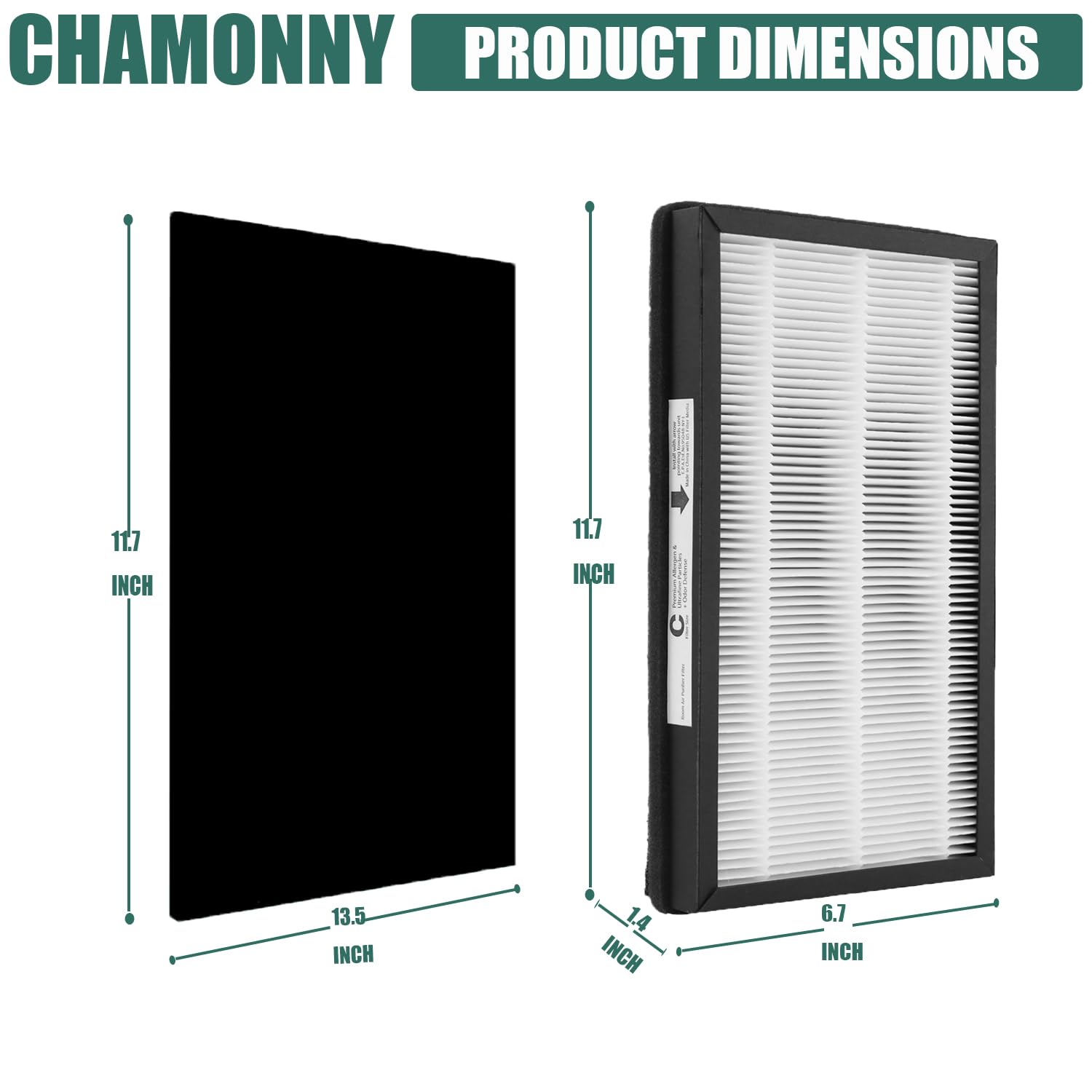 CHAMONNY IAF-H-100C Idylis C Replacement Filter Size C, Compatible with Idylis IAP-10-200, IAP-10-280 Air Purifiers, 2 H13 True HEPA Filters + 4 Activated Carbon Pre-filters