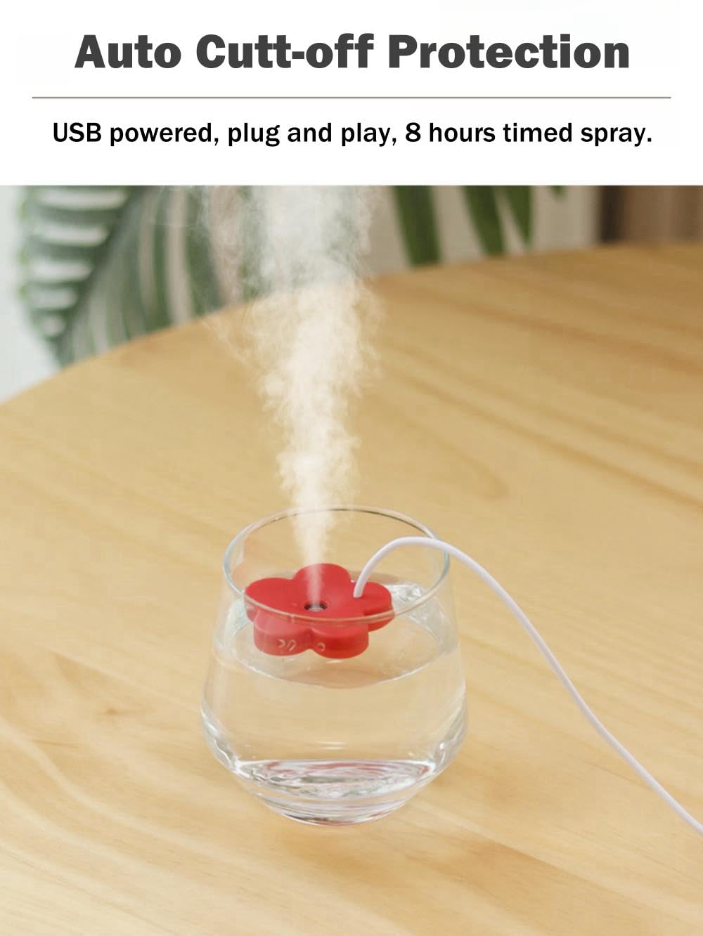 USB Mini Flower Humidifier, Creative Cute Humidifiers Small Personal Portable Air Humidifier Mist Machine Fog Maker Plant Humidifier for Home Bedroom Office Desktop (Flower-Blue+Red)