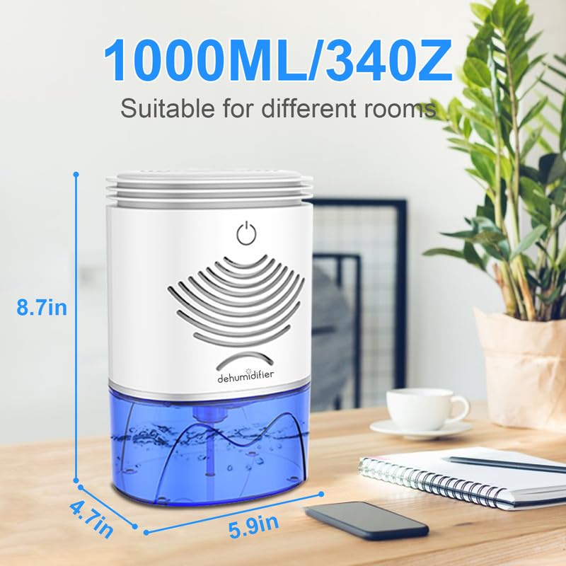 Dehumidifiers for Home 34 OZ Small Dehumidifiers for Room with Auto Shut Off, Mini Dehumidifiers for Bedroom Bathroom Closet Desktop Office RV