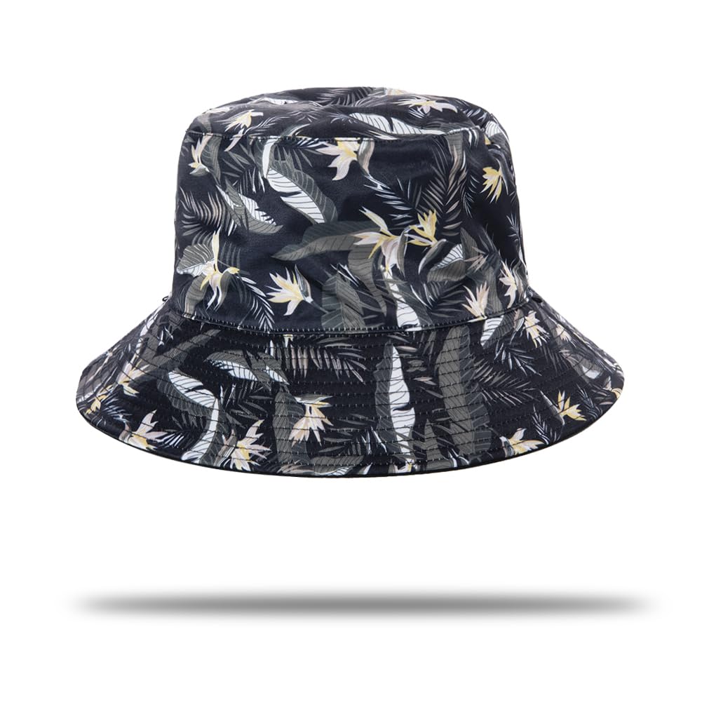 Oversize XXL Bucket Hat Reversible Extra Large Sun Hat Big Head Wide Brim Fishing Hat for Men Women Black-Dark Blue