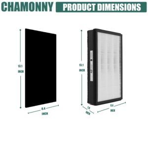 CHAMONNY A2 True HEPA Replacement Filter Size A2, Compatible with Filtrete FAP-C02-A2, FAP-C03-A2, FAP-T03-A2, FAP-SC02L Air Purifier, Part # 1150101, 2 H13 True HEPA Filters + 4 Pre-filters