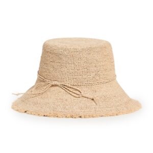 Hat Attack Women's Packable Raffia Bucket Hat, Natural, Tan, One Size