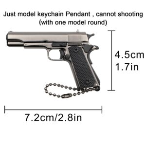 1911 Keychain Metal Mini Tactical Key chain Tiny Pendant for Ornament Collection Gift for Men Army Fan (Pewter)