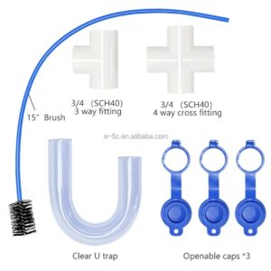 Clear Condensate Trap 3/4 SCH40 With Cleaning Brush, Next Level PVC U Trap With Easy Clean Ports Essential Component To Ensure Optimal Performance Of Your HVAC System. ECWB