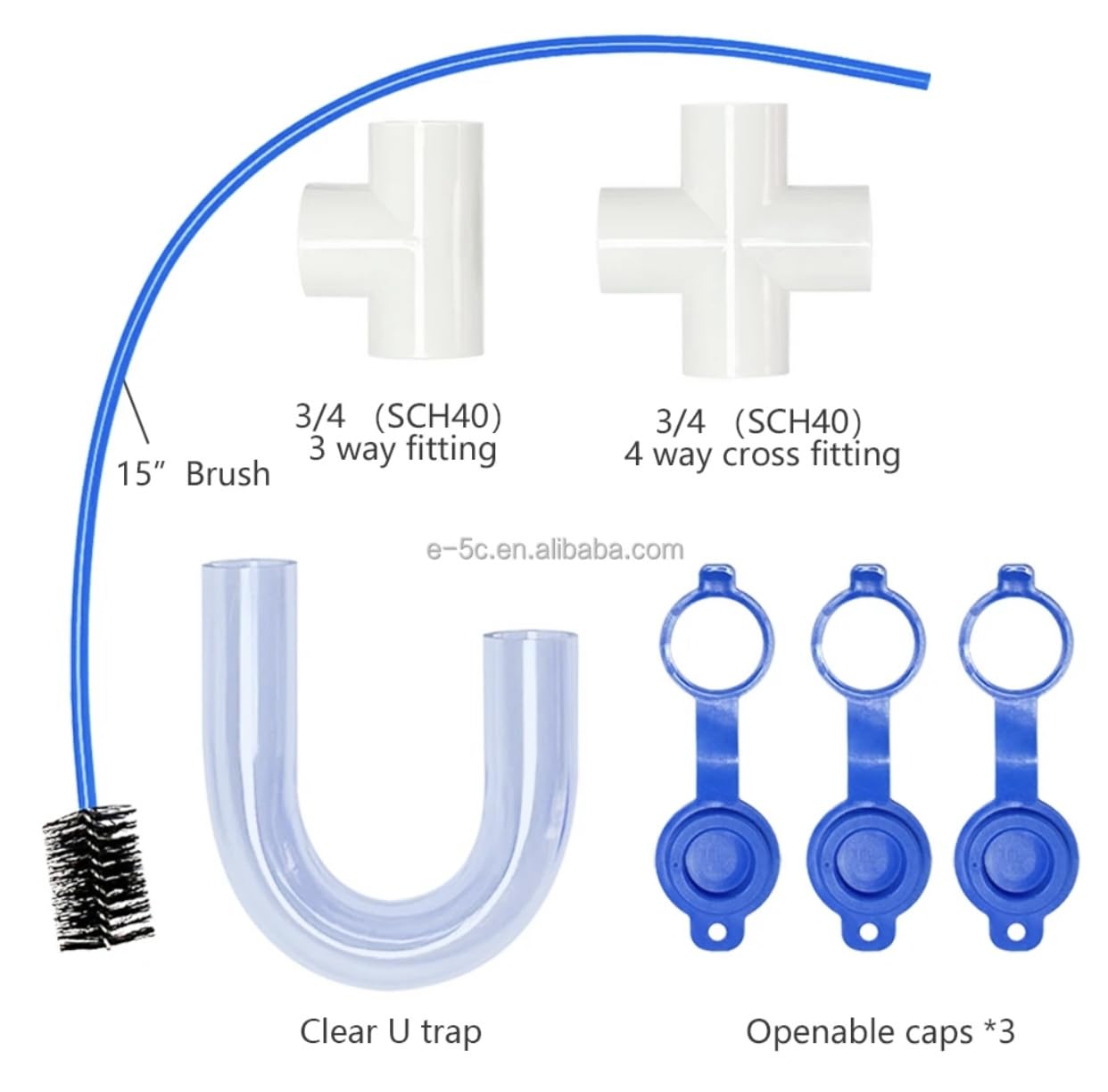 Clear Condensate Trap 3/4 SCH40 With Cleaning Brush, Next Level PVC U Trap With Easy Clean Ports Essential Component To Ensure Optimal Performance Of Your HVAC System. ECWB