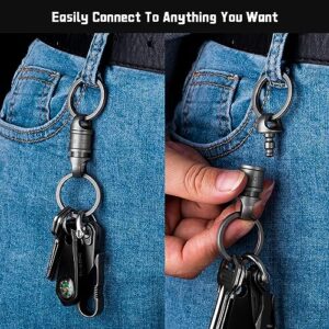 TISUR Titanium Quick Release Swivel Keychain, Heavy Duty Detachable Keychain Connector, Pull Apart Separating Key Chain, Key Ring Holder for Car Keys (1Pc Swivel Keychain +2pcs Titanium Key Rings)