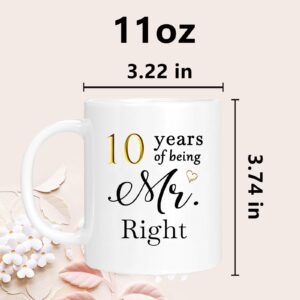 10th Wedding Gifts for Couple, 10th Anniversary Ideal Gifts for Wife Husband Parents Couple Grandparents, 10 Year Anniversary Engagement Gifts for couple, 10th Anniversary Coffee Mug Set of 2, 11oz