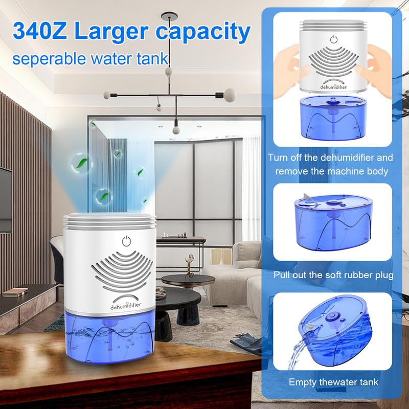 Dehumidifiers for Home 34 OZ Small Dehumidifiers for Room with Auto Shut Off, Mini Dehumidifiers for Bedroom Bathroom Closet Desktop Office RV