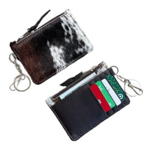 chic cowhide keychain wallet with credit card holder, coin purse - ideal gifts for her