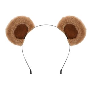 siotmera headband bear ears brown, cute care movable headband adult with toddler bear costume, soft makeup headband for washing face women