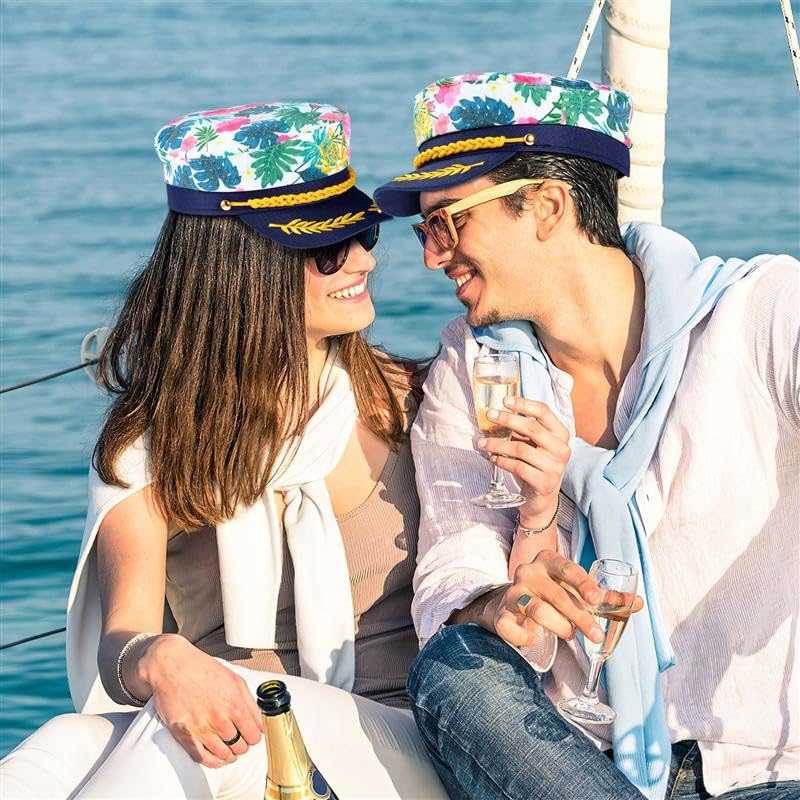 Tropical Sailor Captain Hat - Hawaiian Luau Party Cruise Yacht Accessory for Men, Women and Kids